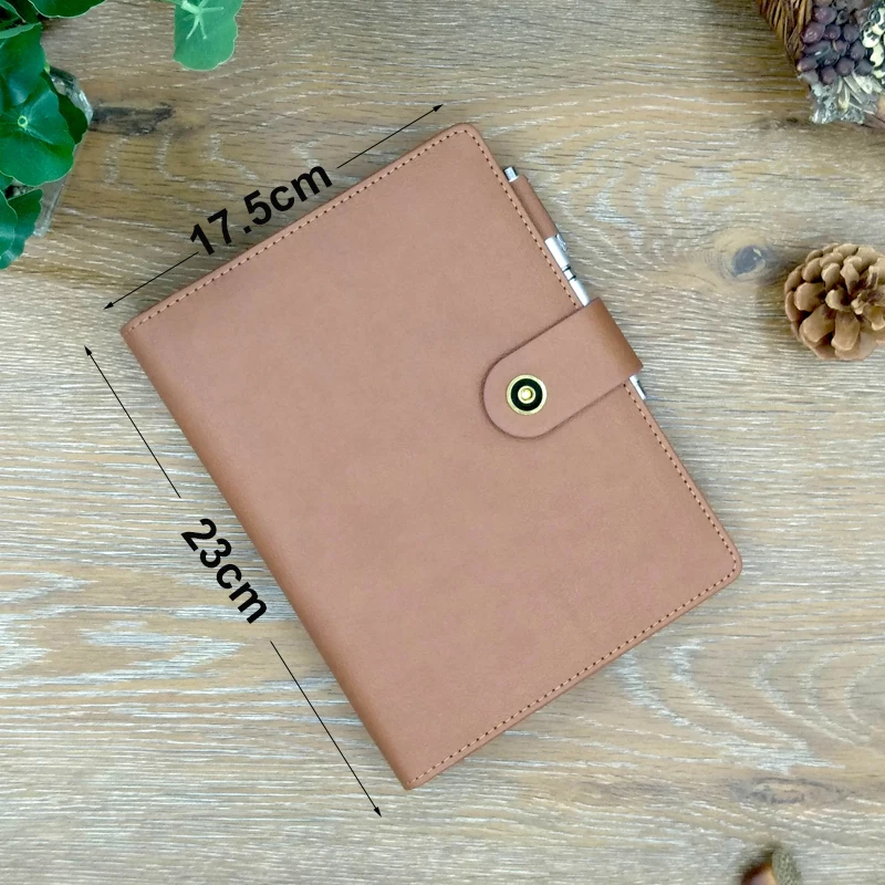MQQ A5 refillable binder Folder Clear Pen Bag Color Sticker Soft Ruler Leather Folder File For 2023 Agenda
