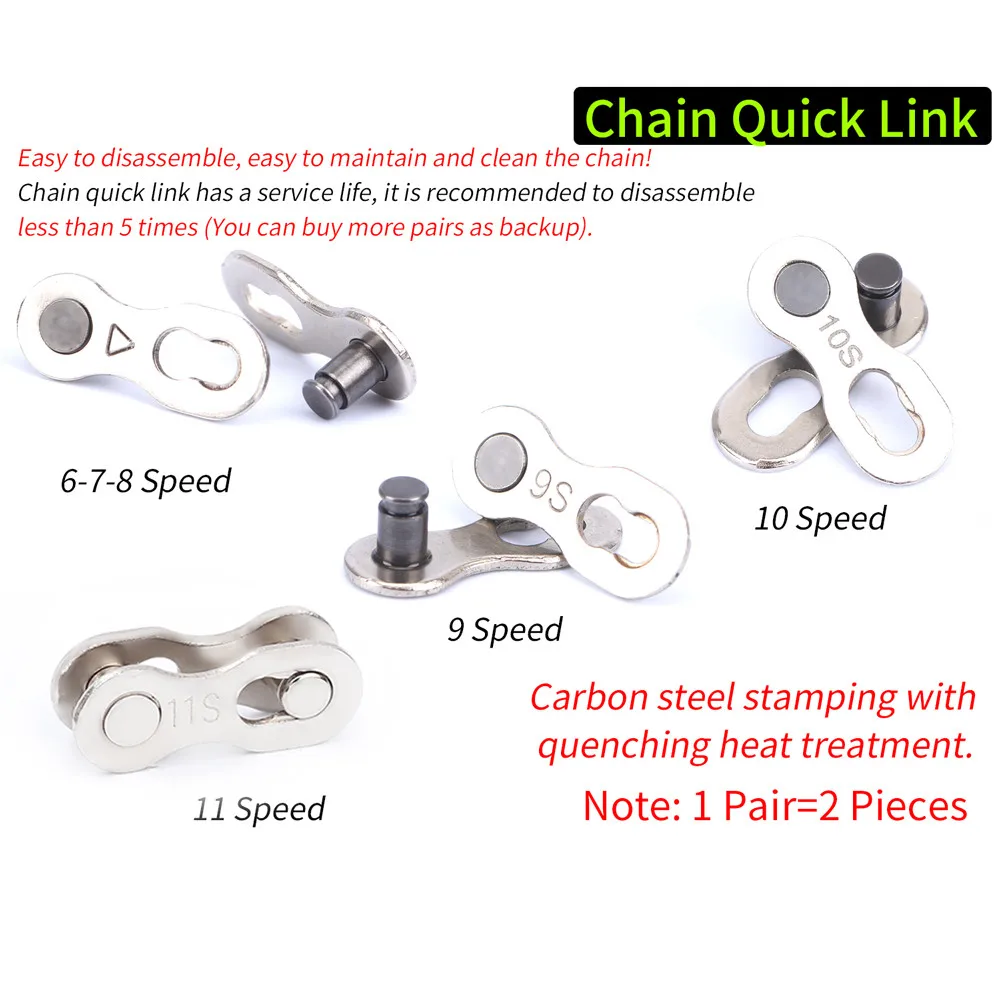 5 Pair Bicycle Chain Quick Link Connector Joints Magic Buttons Mountain Road Bike Chain missing link for 6/7/8/ 9 10 11 12 Speed