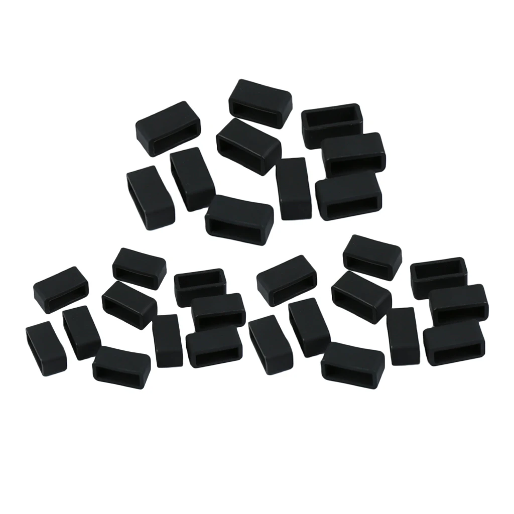 10x Silicone Black Rubber Replacement Watch Straps Bands Keeper Holder Retainer Loops 18mm 20mm 22mm