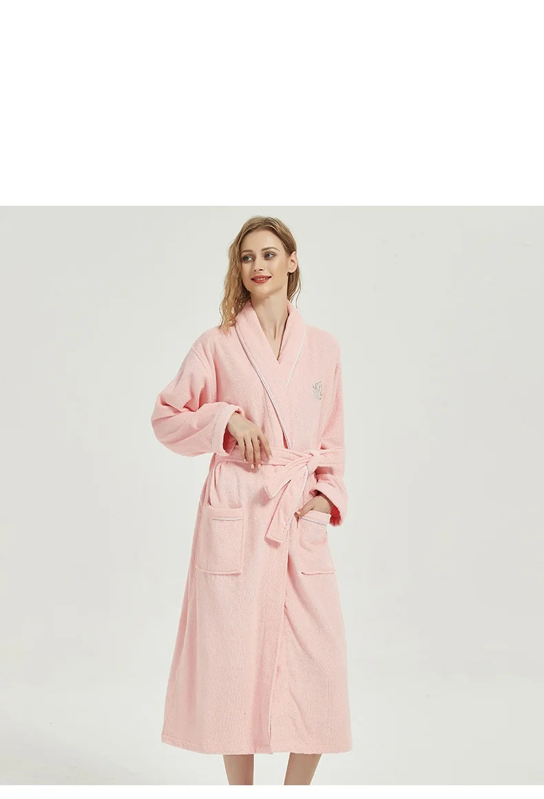 100%cotton Toweling Terry Robe Unisex Lovers Soft Bath Robe Men Women Nightrobe Sleepwear Home Dressing Gown Bathrobe Pajamas