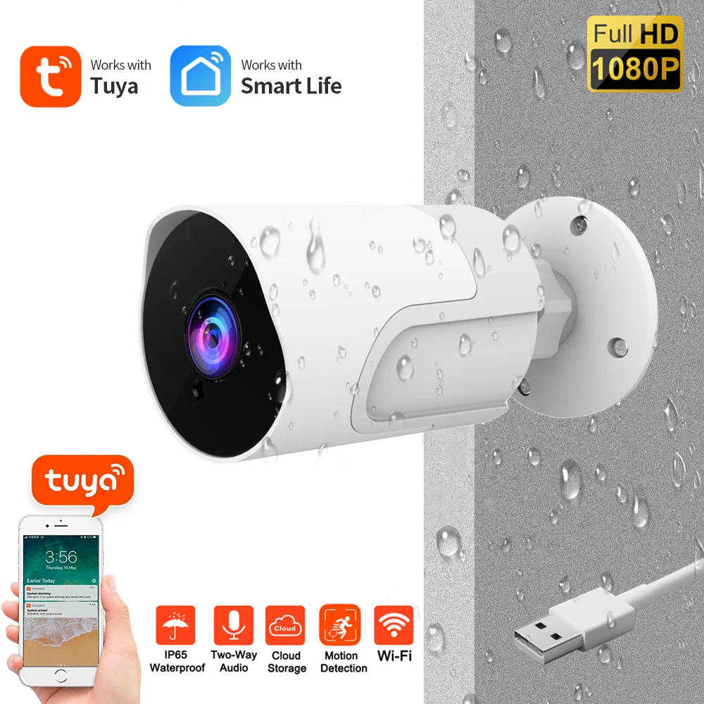 

Tuya Smartlife 2MP Wifi Camera Wireless HD 1080P Outdoor IP65 Waterproof IP Camera PIR Motion Derection Home Security Monitor