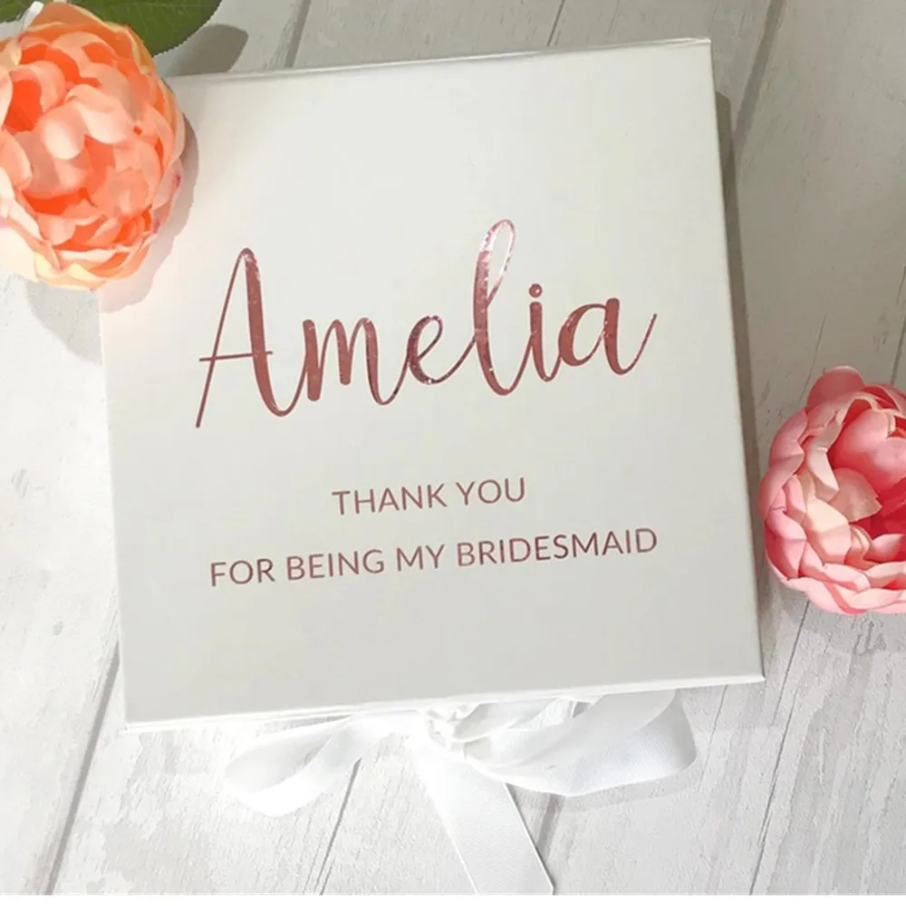 Personalised Bride Gift Box, white Bridesmaid Box, Wedding Gift Box,  Mother of the Bride box Flower Girl, Birthday Gift Box