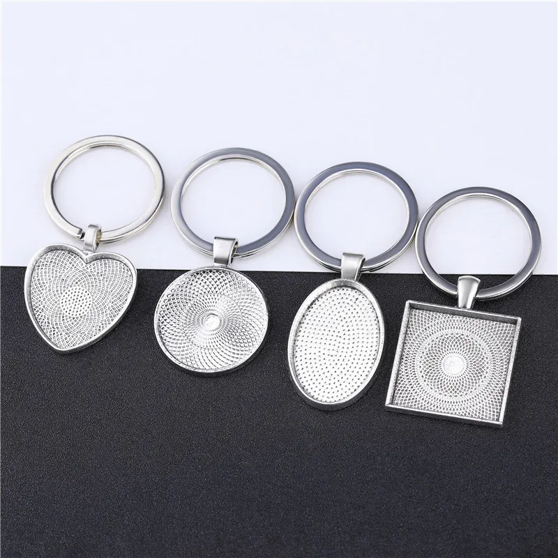 5pcs/lot Keychain Cabochon Base Setting Bezel Blank Cameo DIY Keychain Key ring Findings Jewelry Making Crafts Decoration