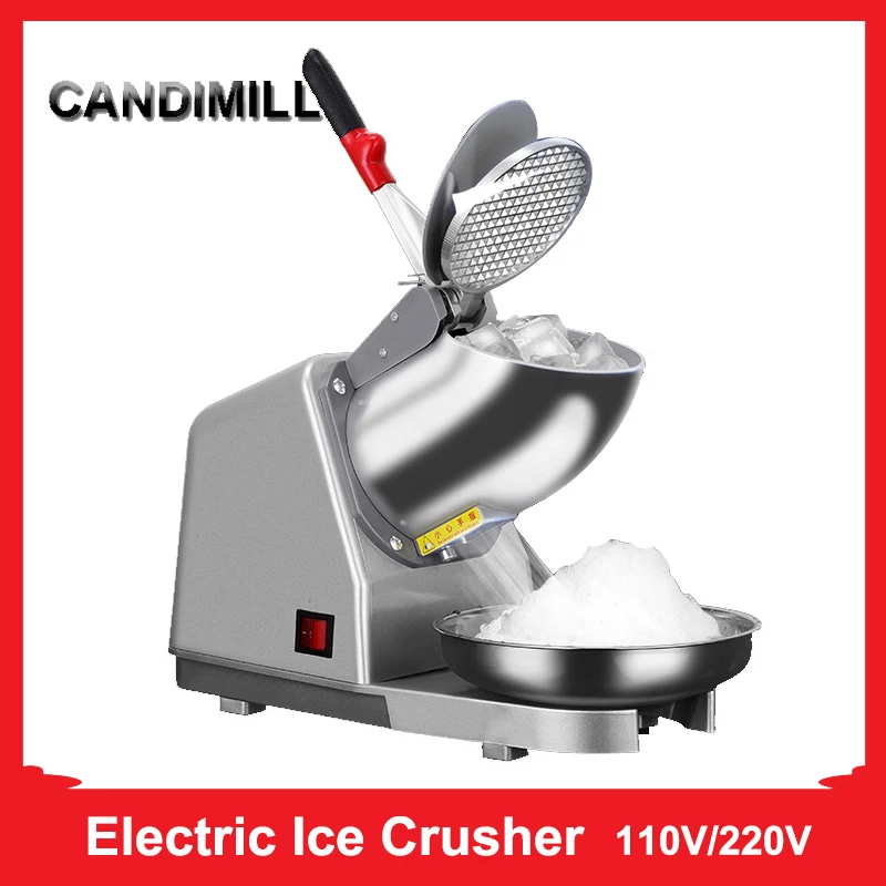 

CANDIMILL Dual Blades Electric Ice Crusher Shaver Snow Cone Maker Smoothie Shaved Ice Machine For Home Restaurant Bar