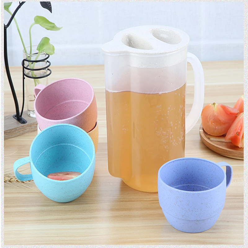 Picture 4: Portable Wheat Straw Kettle Cup Set Drinking Cup Set Drinking Kettle Reusable Eco Friendly Plastic Biodegradable Picnic Sharing