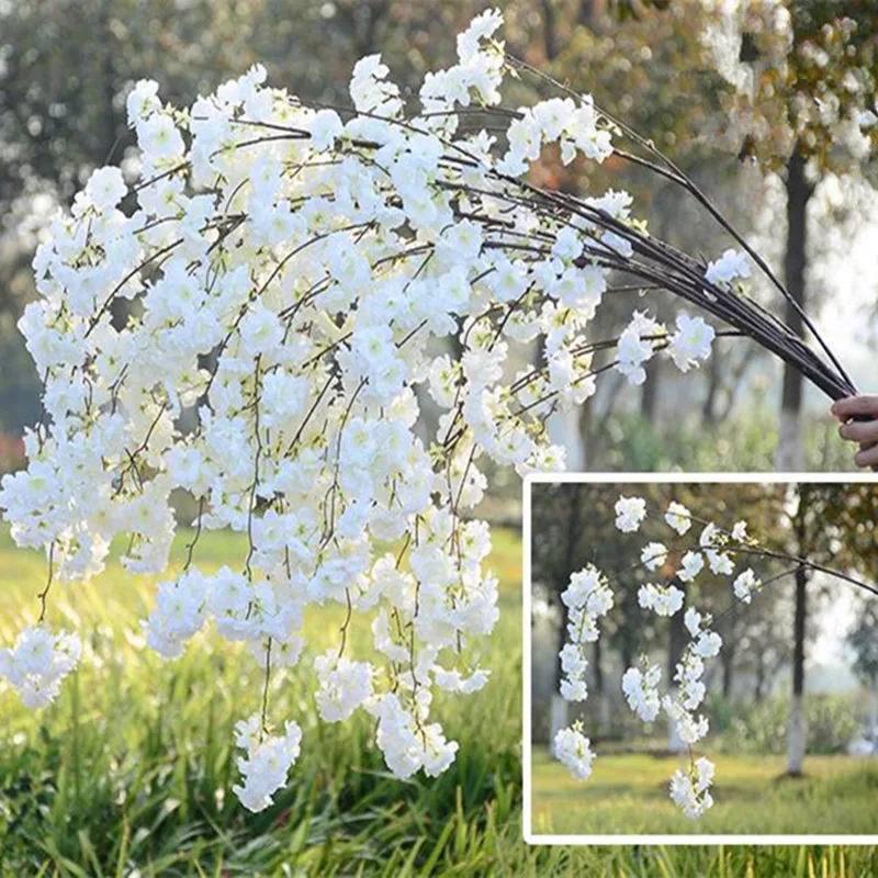 

10Pcs Artificial Flowers Cherry Blossom Branch Wall Hanging Sakura for Wedding Centerpieces Home Decorative Garland