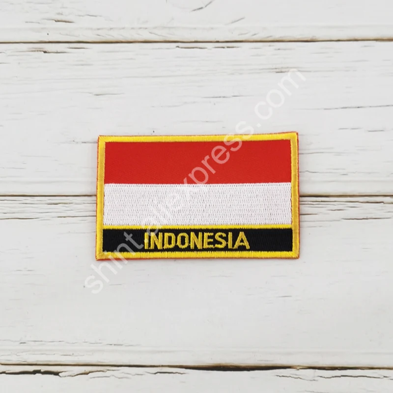 Indonesia National Flag Embroidery Patches Badge Shield And Square Shape Pin One Set On The Cloth Armband   Backpack  Decoration