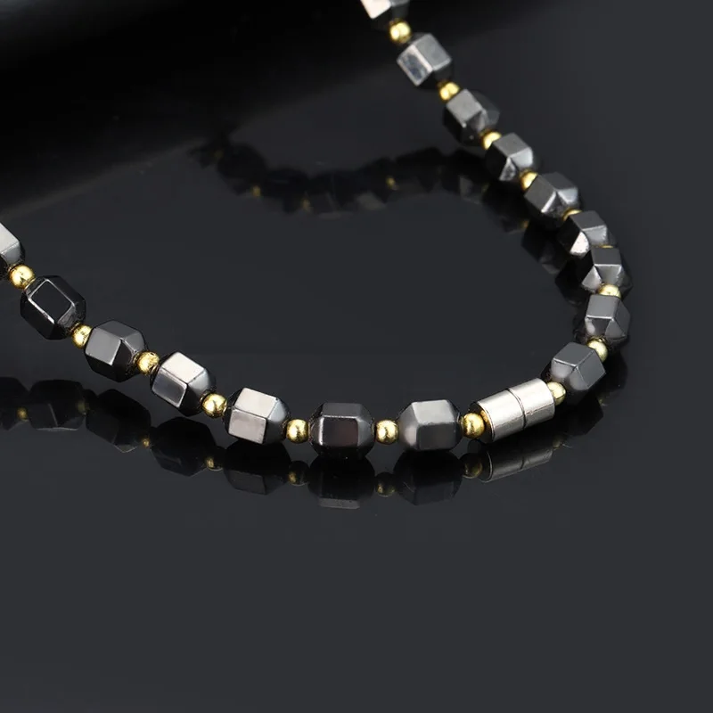 Beads Necklace Magnetic Therapy Care Black Hematite Choker Chain Necklaces Gifts Fashion Men Dad Boysfriend Neck Jewelry