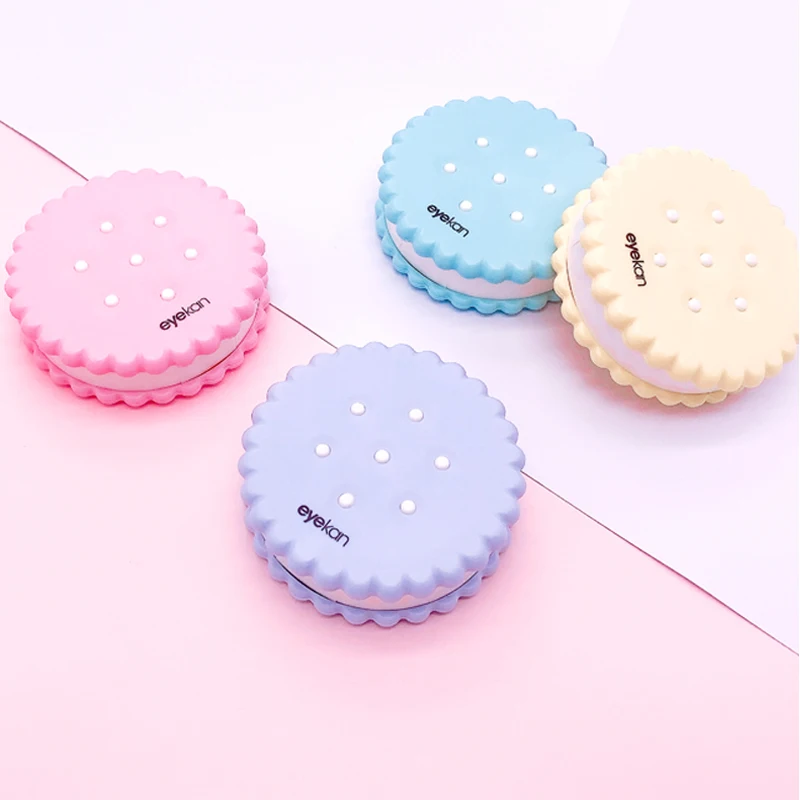 Cute Sandwich Biscuits Contact Lens Case Women Portable Color Contact Lenses Container Travel Set Gift Girl