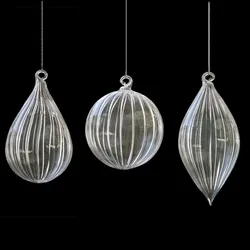 Small Size Christmas Tree Ornament Pendant Striped Glass Ball Cone Water Drop Christmas Day Gifts Hanging Decorative