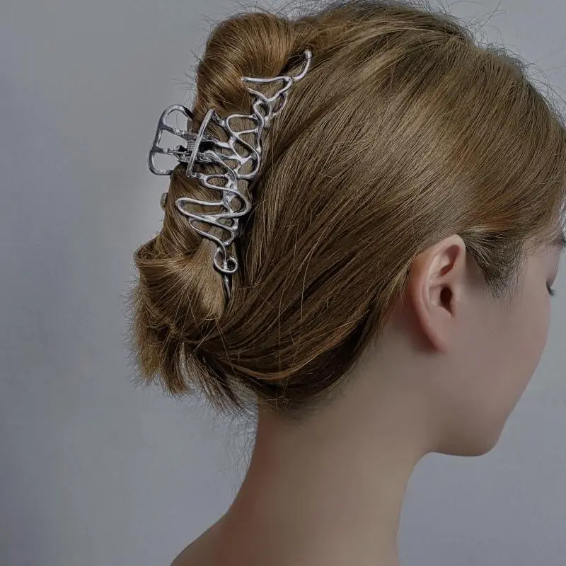 Ruoshui Frau Neuheit Unregelmäßigen Haarnadeln Punk Stil Metall Silber Haar Krallen Barrettes Frauen Haar Zubehör Haar Clips Hairgrip