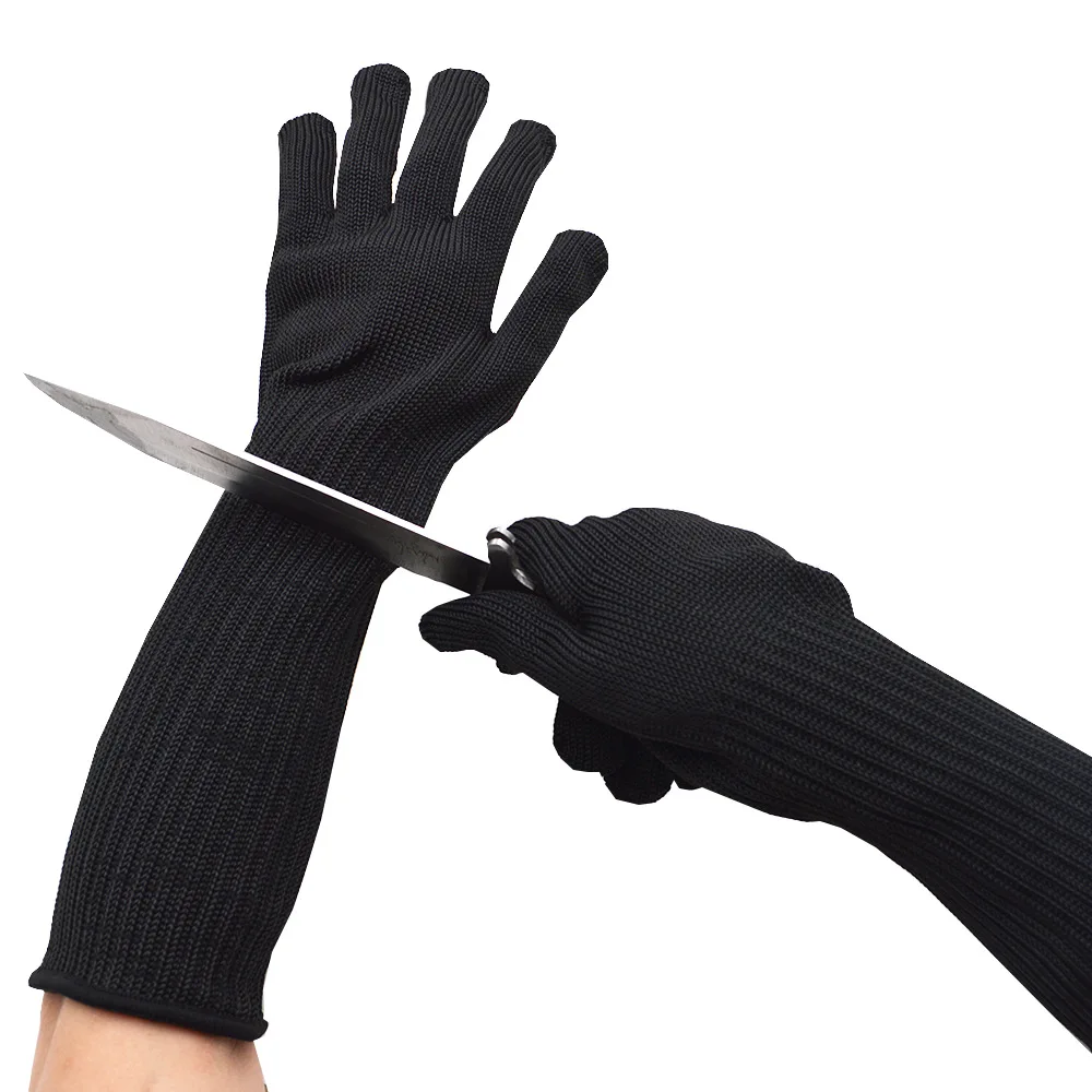 1Pair 40cm Long Anti-cut Working Gloves Metal Stainless Steel Wire Cut Resistant Anti-knife Tactical Butcher Protective Gloves