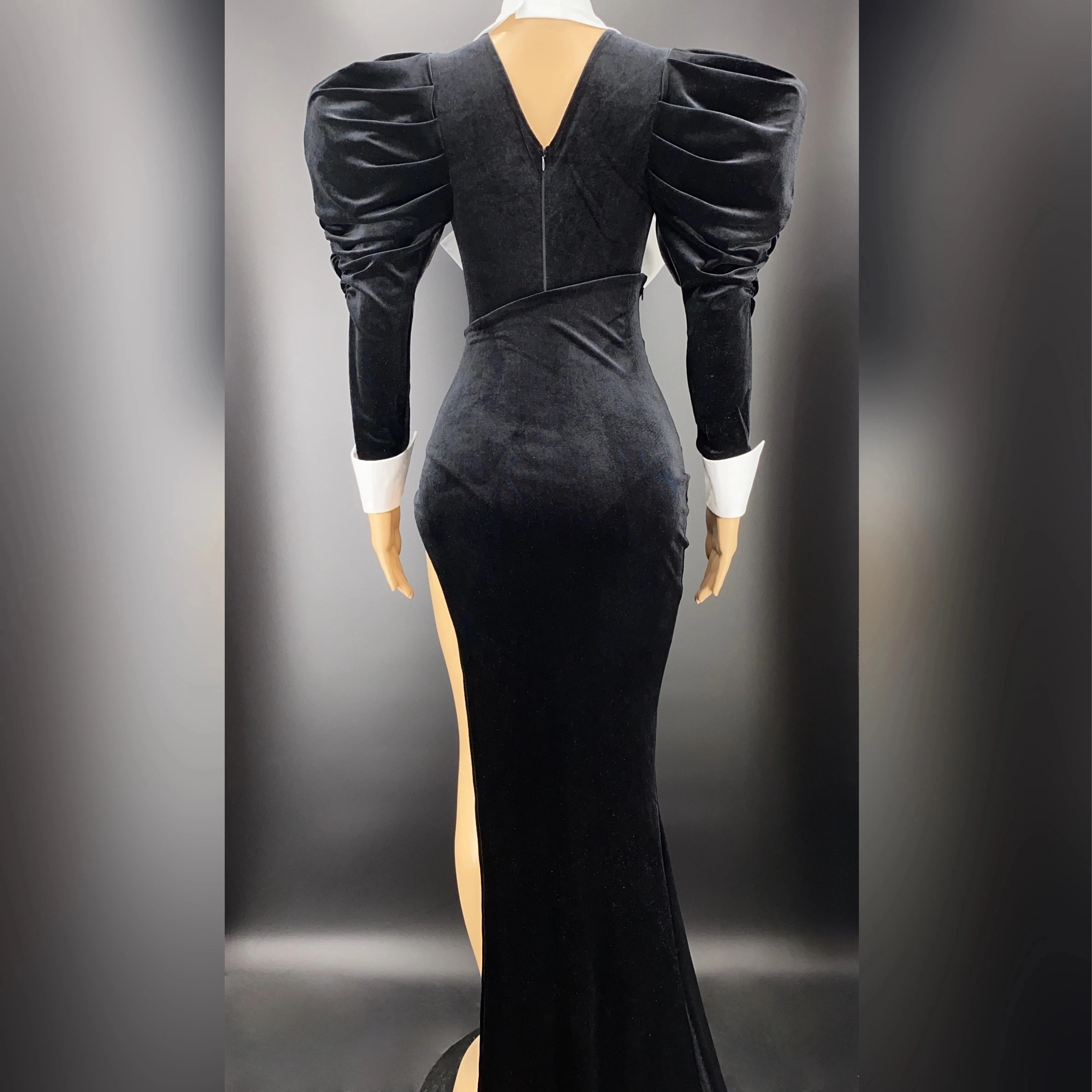 Robe de soirée noire à manches longues pour femmes, body à longue queue, tenue de danse, de spectacle sur scène, d'anniversaire