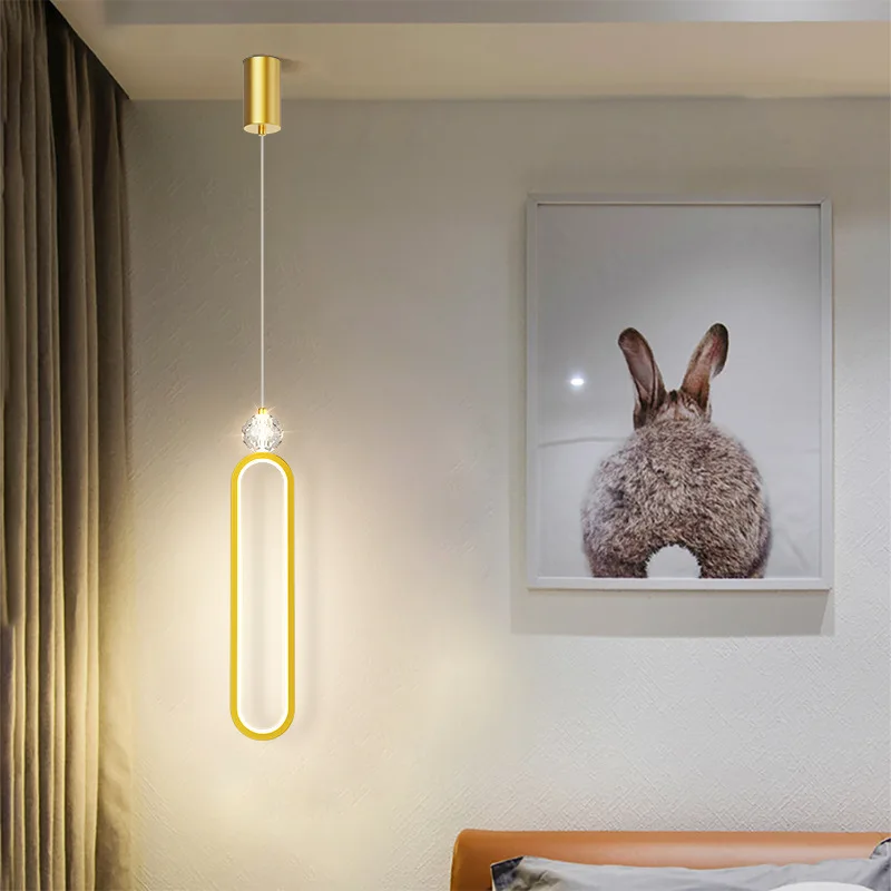 

Modern LED Pendant Light Crystal Creative Bedside Nordic Lighting Luxury Living Room Background Bedroom Hall Hanging Decor Lamp
