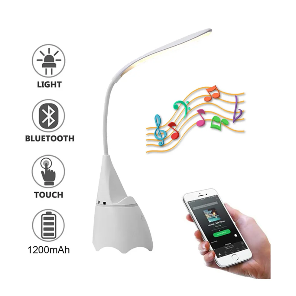 LED Desk Lamp Intelligent Dimming With Bluetooth Speaker LED Protection Desk Lamp Touch Switch USB Charging Desk Reading Lamp