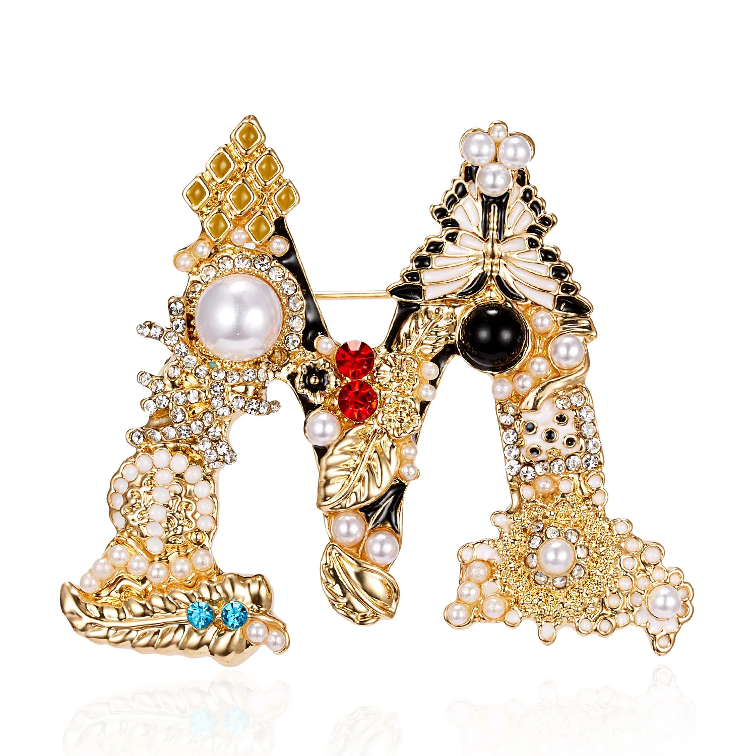 Rinhoo Vintage Strass Buchstabe A D G S M Emaille Imitation Perlen Broschen Frauen Barock Alphabet Initial Pins Hochzeit Schmuck – Detail 40