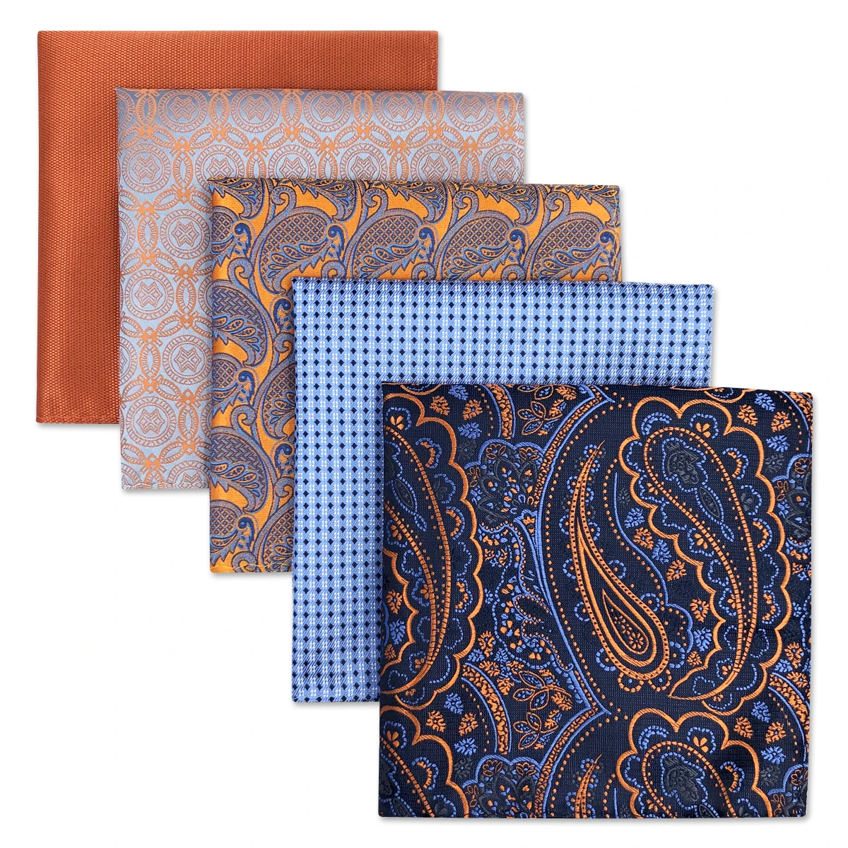 5 Pack Set Men's Pocket Square Handkerchief, Assorted Designs