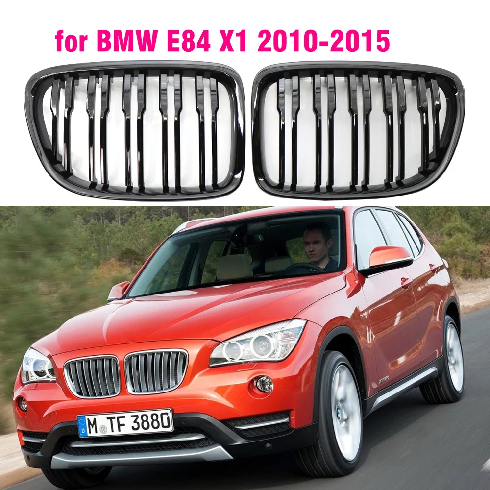 

For BMW X1 Series E84 2010-2015 Gloss Black Front Bumper Dual Slat Front Kidney Grill Grille