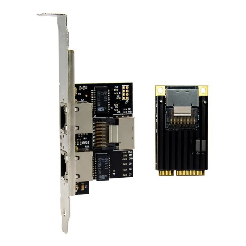 MINI PCIE Gigabit Ethernet Network Card Mini PCIe Dual Port 1000M RJ45 LAN Card Chipset I350 for Industrial Server
