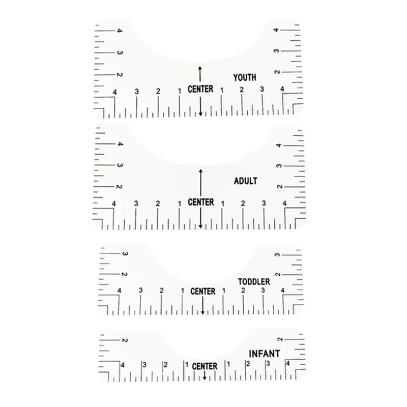 4 Pcs T-Shirt Alignment Guide Ruler, T-Shirt Alignment Tool for Making Center Design Adult Youth Toddler Infant