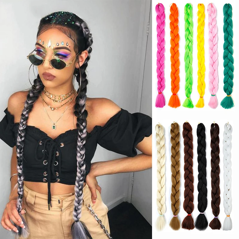 

BUQI Fashion Jumbo Braid Hair Crotchet Braids Pure Color Hair Expression Braiding Hair 82inch Headwear