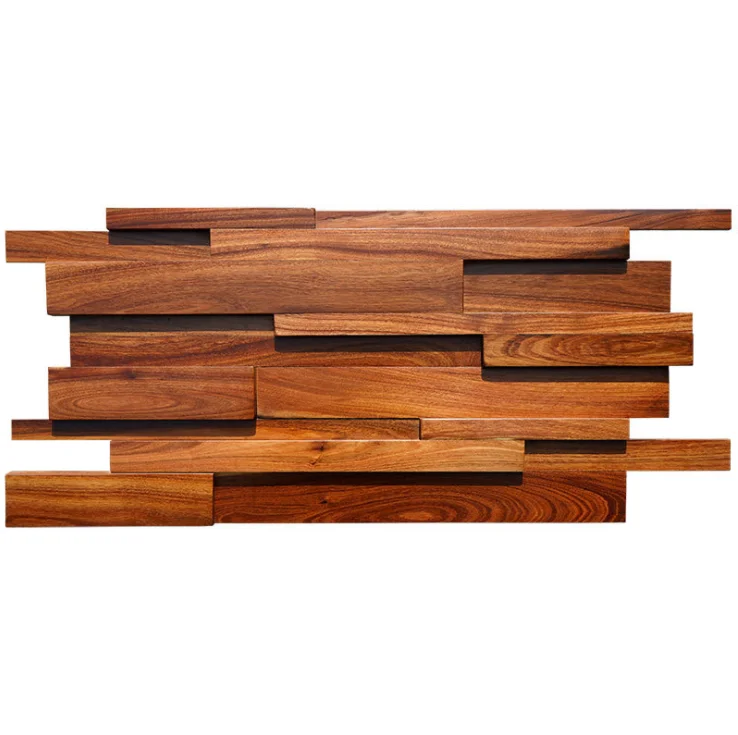 6 PCS Brick Interlocking Acid Branch Wood Tile 3D Pattern Panel Wooden Mosaic Wall Tiles Backsplash DQ018