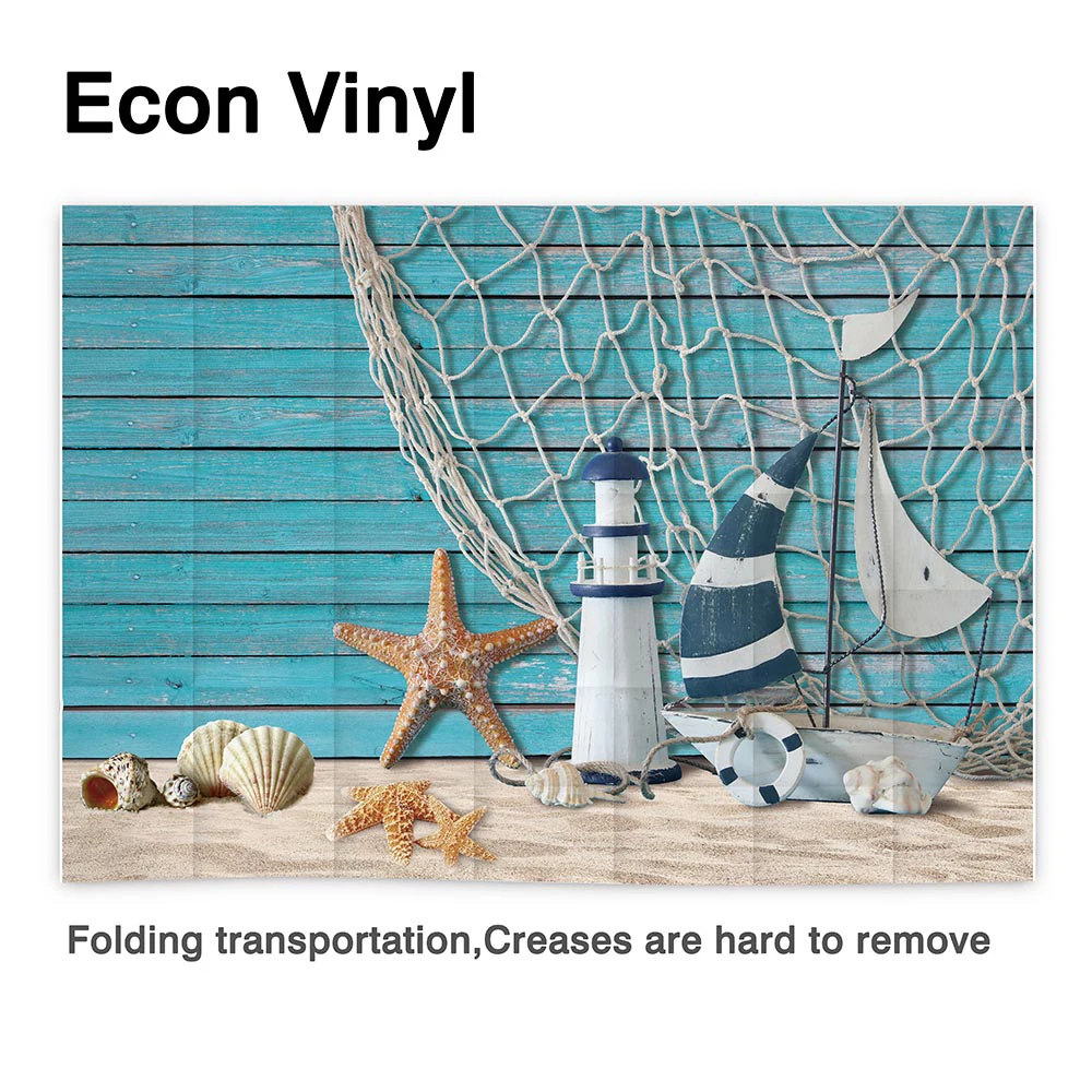 Allenjoy Zomer Fotografie Achtergrond Zeilboot Zeester Netto Vuurtoren Strand Hout Kind Verjaardag Portret Achtergrond Photobooth