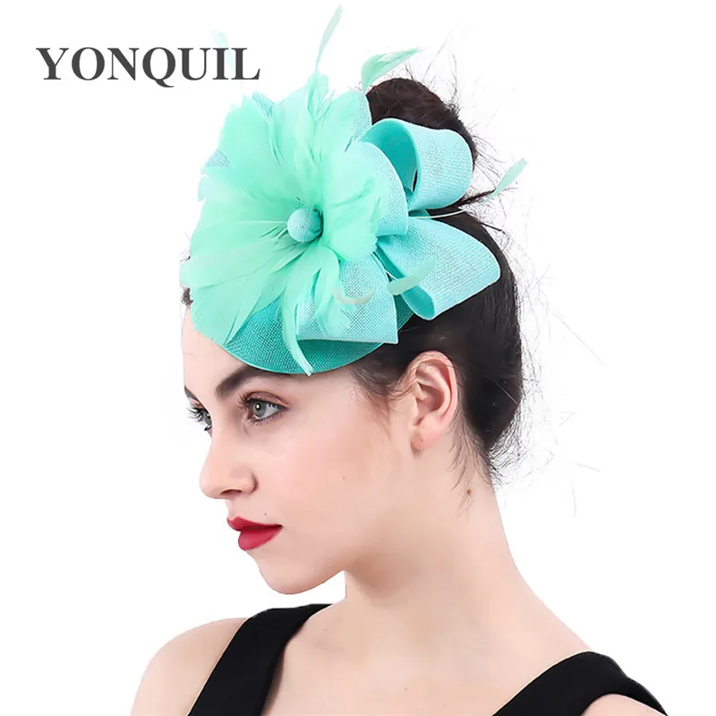 New Fascinators Elegant Women Flower Hairpin Feather Millinery Tea Party Headwear Wedding Headband Hat Cap Accessories Event