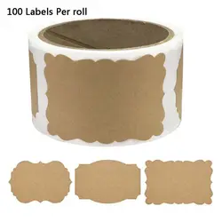 100 pces/rolo diy em branco kraft etiqueta de cozimento feito à mão selo adesivos etiqueta de presente para o frasco