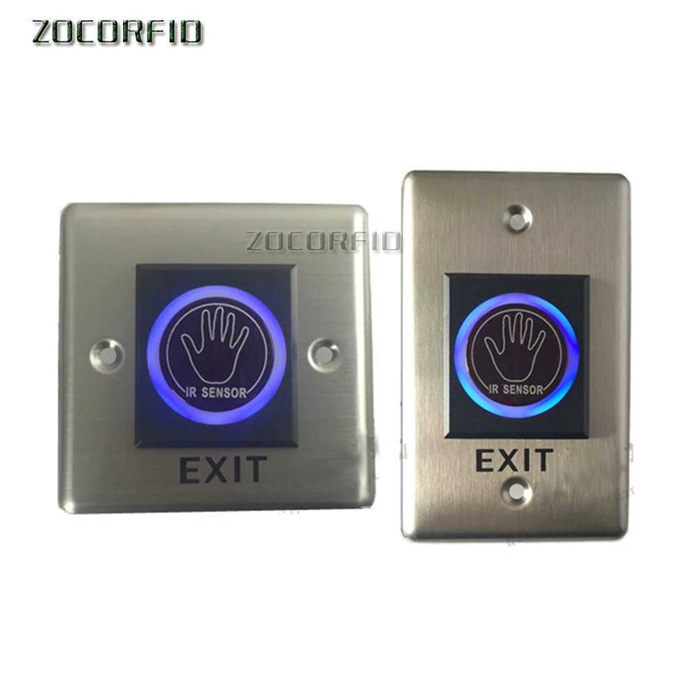 

Infrared exit button With blue back lights Palm sensing 86X86mm NO touch panel NO/NC/COM output, electric box cassette