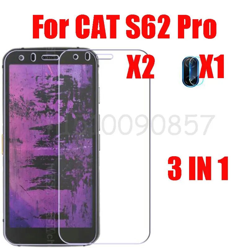 3-in-1 Case Glass For CAT S62 Pro Screen Protector Glass Full Protection on For CAT S62 Pro Camera Lens Glass