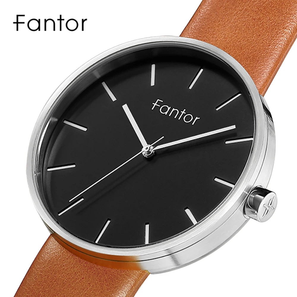 Fantor Brand uomo minimalista sottile quarzo 42MM cinturino in pelle orologi da polso semplici orologi Casual impermeabili