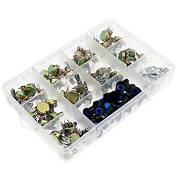 45Pcs WH148 Single Potentiometer Kit Box B1K 5K 10K 20K 50K 100K 500K 1M with knobs Single potentiometer set Shaft Nuts