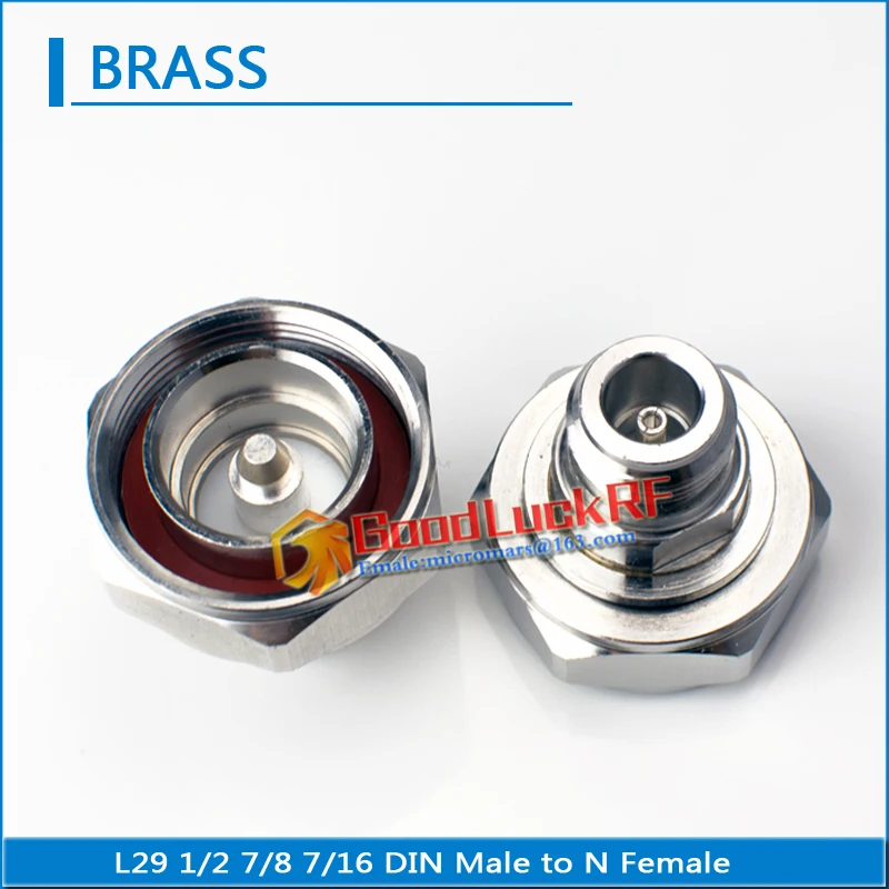 L29 1/2 7/8 7/16 DIN Male To N Female Plug Cable Connector Socket Jack Straight Brass Coaxial RF Connector Adapters For test