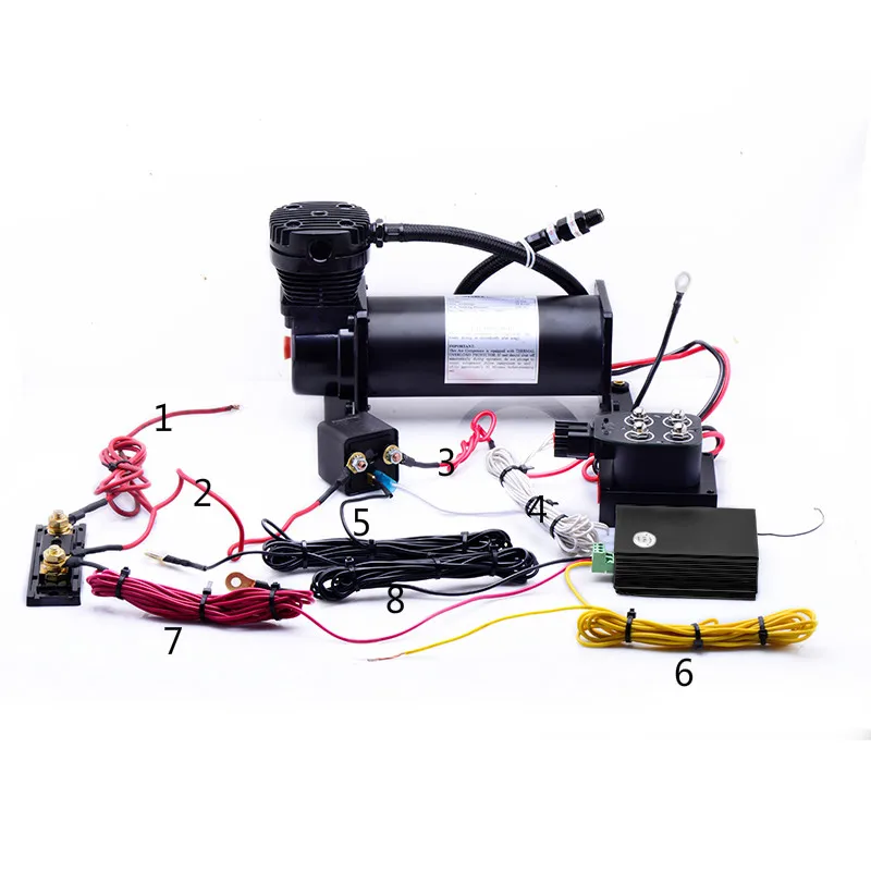 

Automotive air suspension electronic control part with 1/4 NPT compressor and 1 suspension solenoid valve and 1 set controller