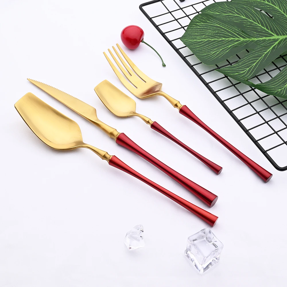 

24Pcs Gold Matte Dinnerware Set 304 Stainless Steel Flatware Cutlery Set Western Food Tableware Fork Knife Spoon Christmas Gift