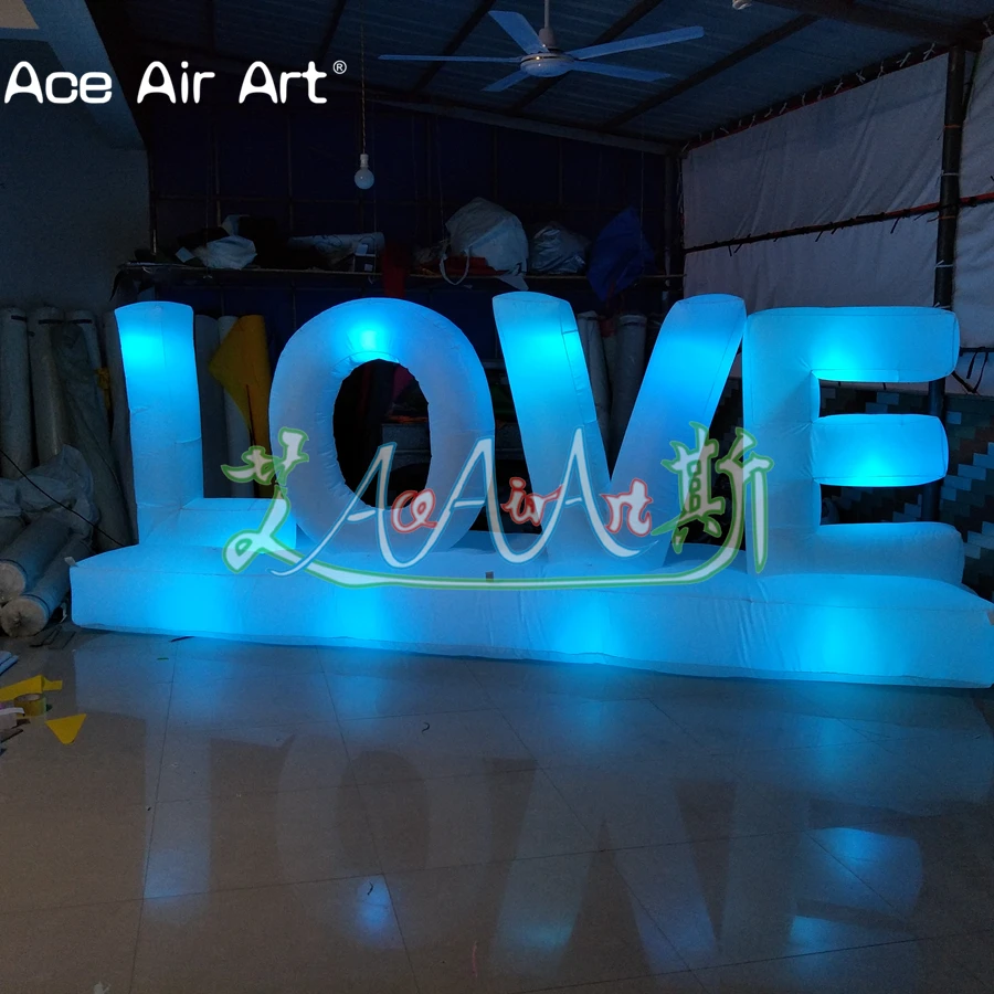 Letras de amor infláveis de iluminações coloridas com luzes para decoração de dia dos namorados e festas, decoração inflável de LED