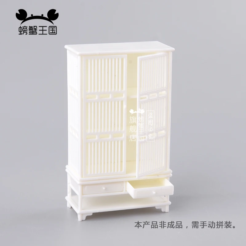 2pcs 1:25 Model Cupboard Cabinet Drawer Dollhouse Furniture Assembly Model Toy Interior Scene Decoration Kitchen Accessories