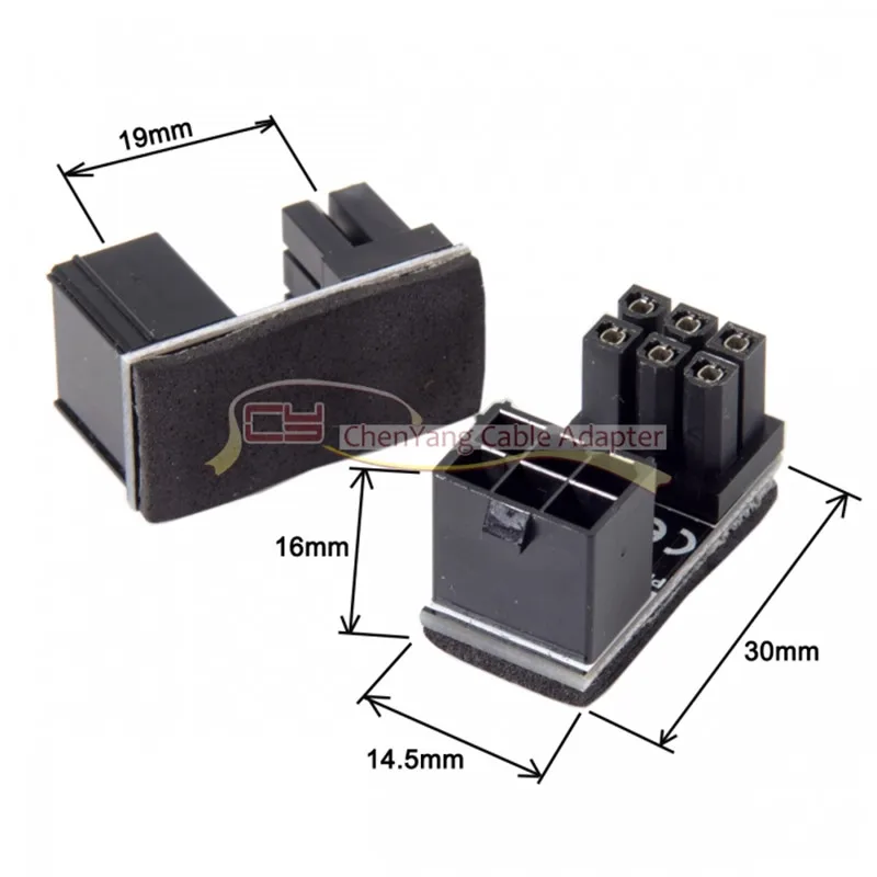 180 Degree Angled ATX Female 6Pin to Male 6pin Power Adapter for Desktops Graphics Card