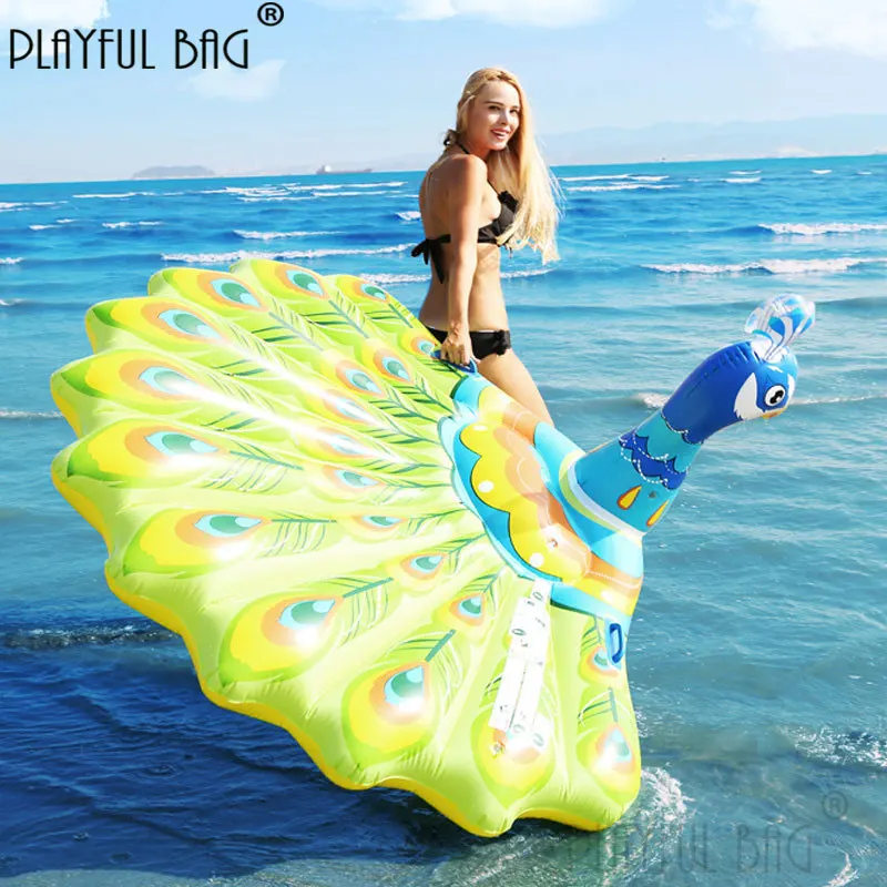 Playful bag Summer Swimming rings for adult kids Inflatable peacock toys Swim Party Swimming pool floating bed 185*170*93cm E69