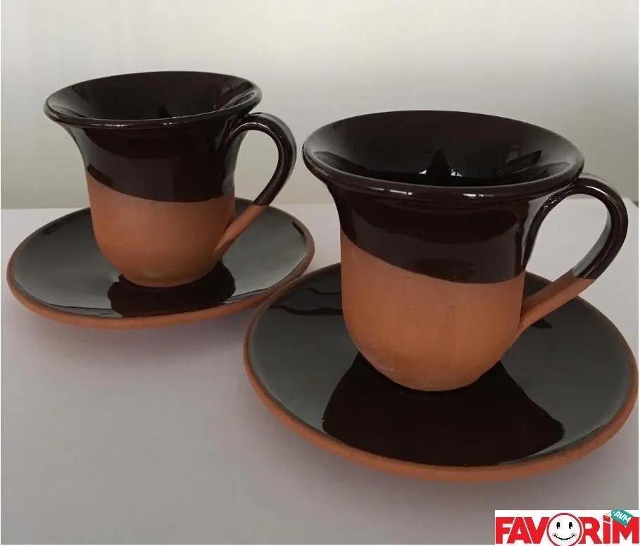 DOLBOVIToprak coffee cup Pad 6 s Dark Brown Handmade Pottery cup Set mug кружка coffee cup cup اكواب قهوه tazas