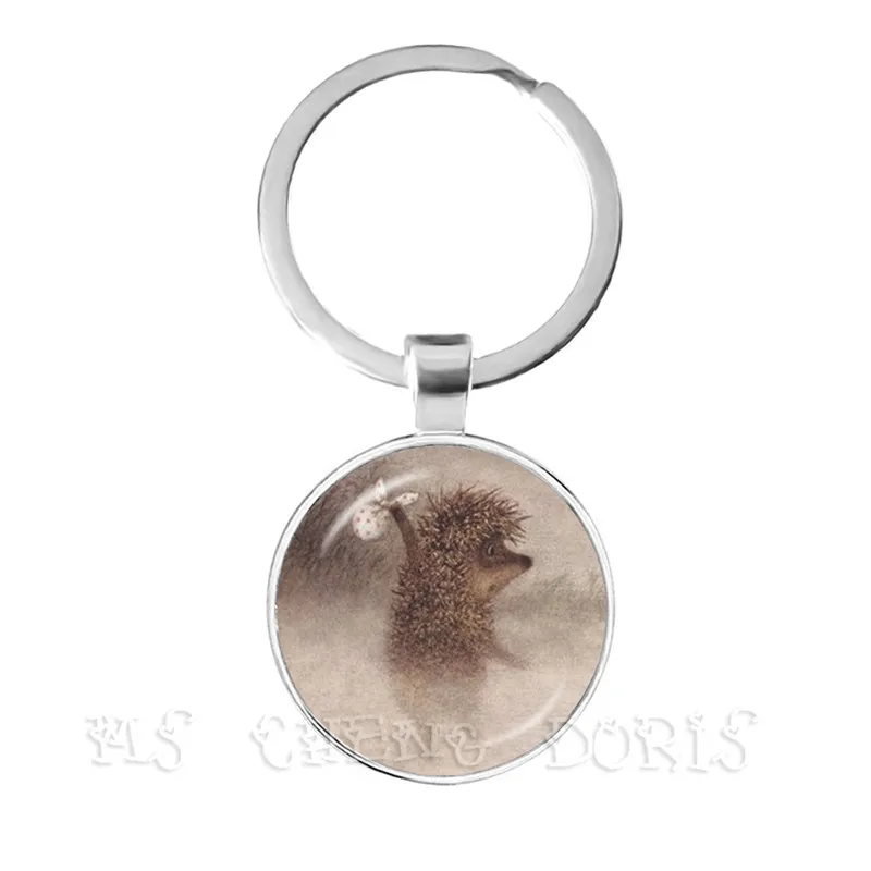 Little Hedgehog In The Fog Key Chains 25mm Glass Dome Keychain Yozhik v tumane Creative Jewelry For Women Men Kids Gift