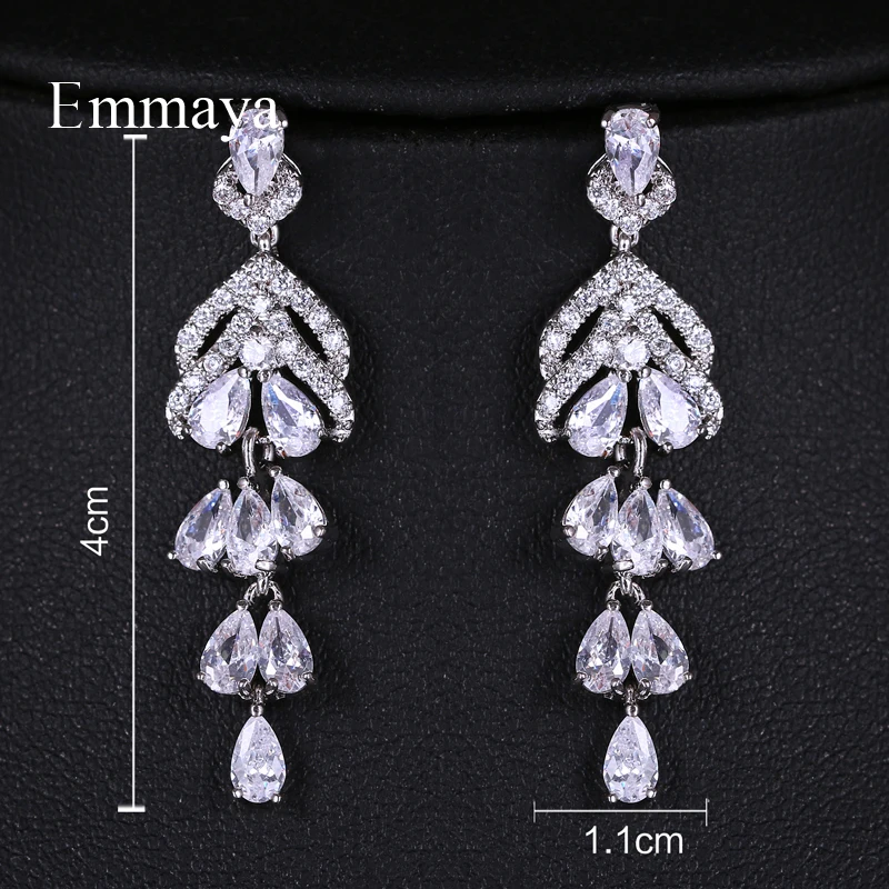 Emmaya New AAA Zirconia Hanging Multi-storey Waterdrop Shape Long Earring For Women And Ladies ELegant Crystal Bridal Party