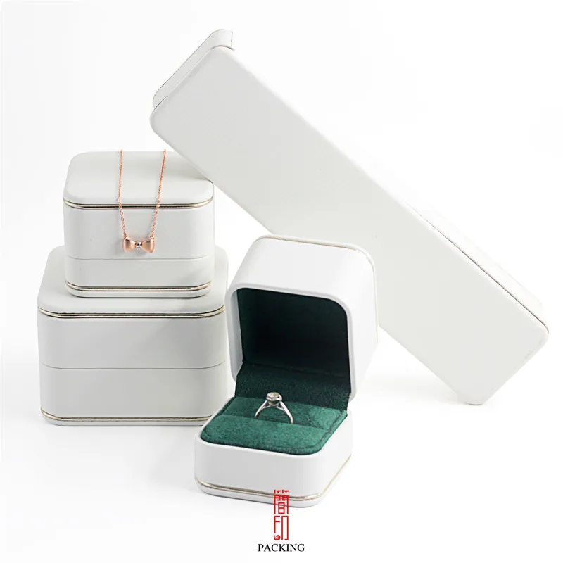 New boutique fillet white jewelry gift box wholesale, ring/earring/necklace box display box, jewelry packaging can be customized