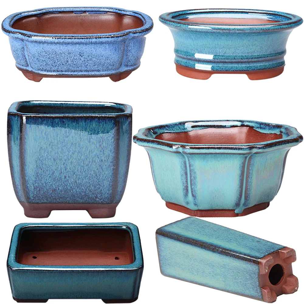 Doniczki Bonsai w stylu chińskim oddychające kamionki doniczki Bonsai z otworami w stylu chińskim Bonsai szkolenia doniczki wyroby ceramiczne