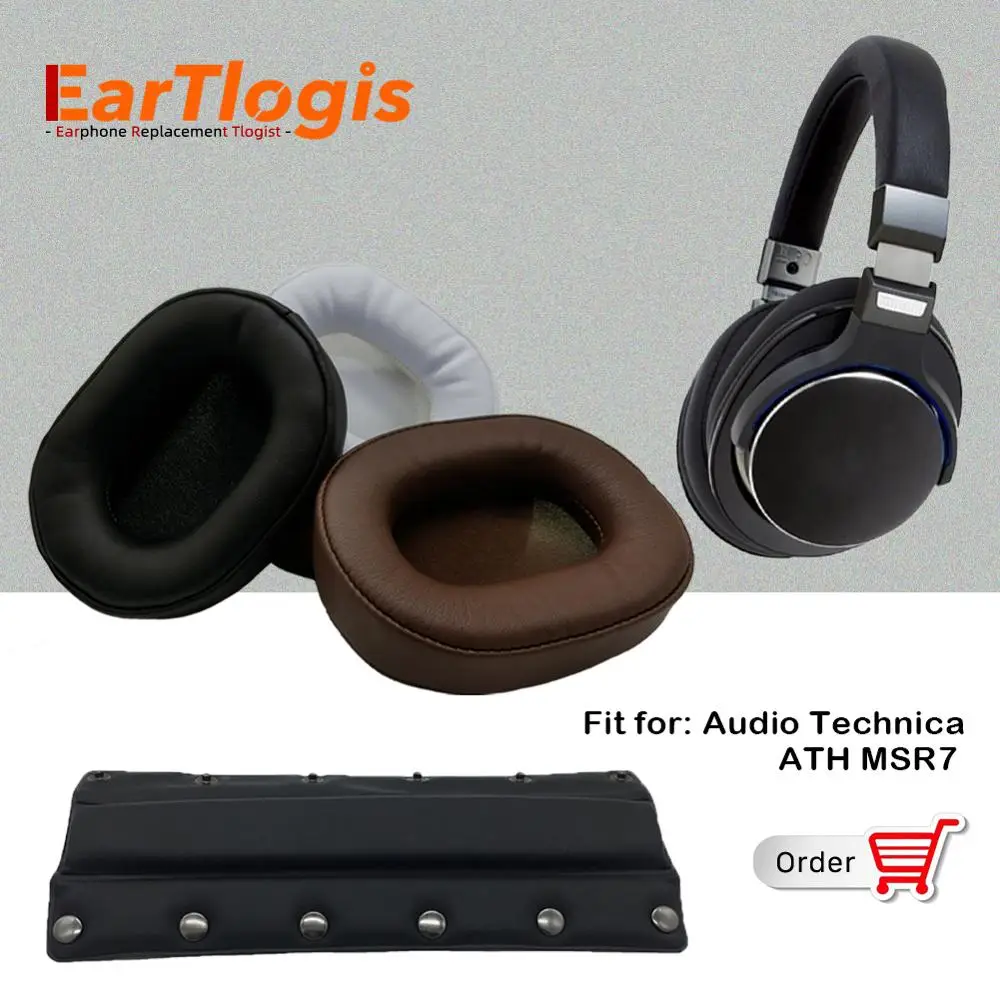 

EarTlogis Replacement Parts for Audio Technica ATH MSR7 MSR-7 Earpads Earmuff Cover Bumper Cushion Cups Pillow Headband Sleeve