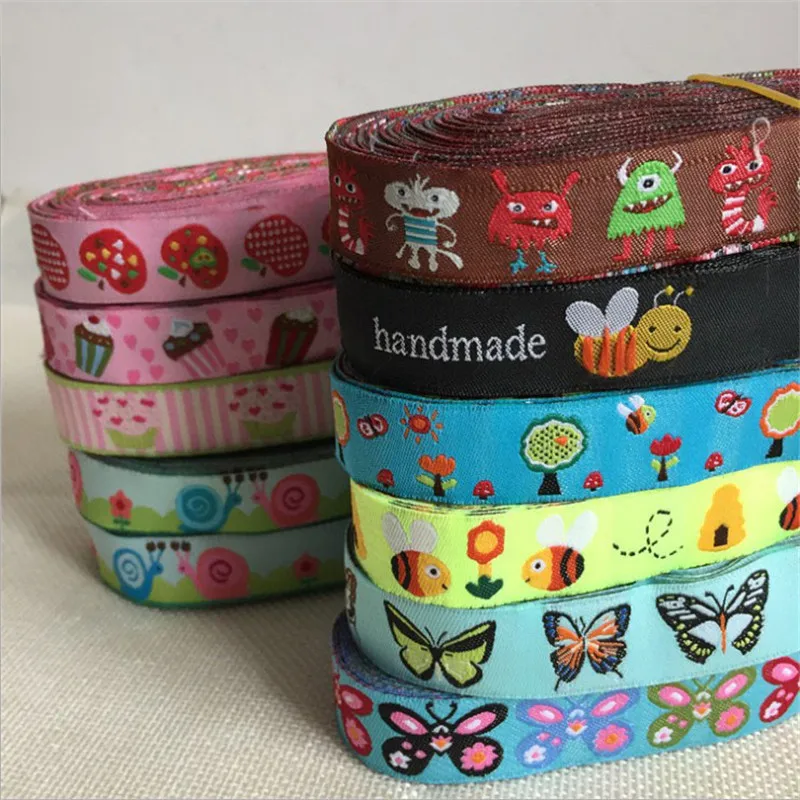 

New 100% Polyester Cartoon Woven Jacquard Ribbon 5/8 '(16 mmx10yards) For DIY Dog Collar And Hats Home Textile Accessories