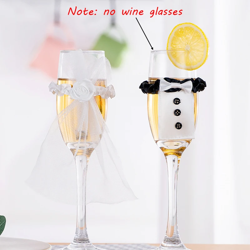 

Wedding Decoration Bride Groom Tux Bridal Veil Wine Glass Set Wedding Party Toasting Wine Glasses Decor rustic Party Gifts