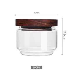 300ML Small Decorative Glass Tea Bottle Jars For Spice Food Candy Loose Tea Bags With Airtight Wood Lids Caps Stackable Vintage
