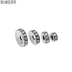 Solid 925 Silver Space Beads Wanzi Symbol Spacers Buddhist Symbol Beads Thai Silver Jewelry Spacer Beads Mala Acessory